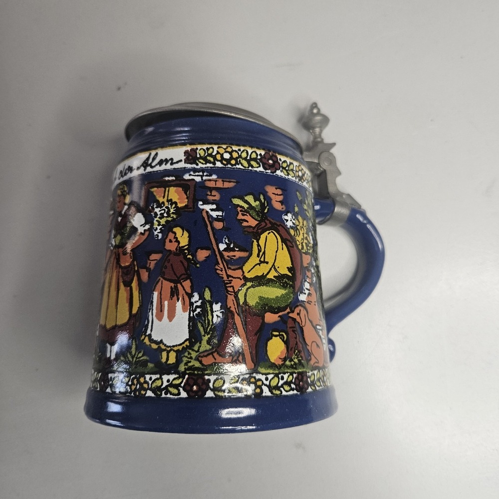 Vintage Marzi &‎ Remy German Ceramic Beer Stein Tankard Brotzeit Cobalt Blue